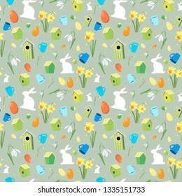 Vector with cute animals: Natural spring background.Template for graphic design, textiles and cards