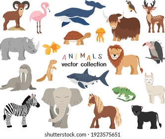 Vector cute animals set . Vector illustration