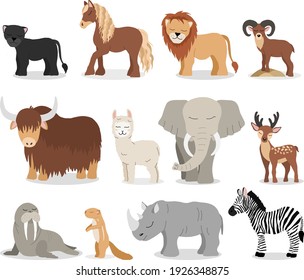 Vector cute animals set . Vector illustration