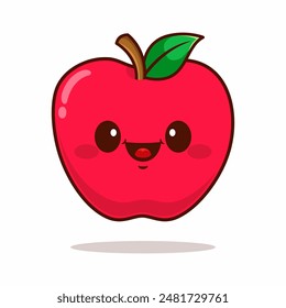 Vector cute apple cartoon character kawaii illustration