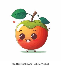 vector cute apple cartoon style
