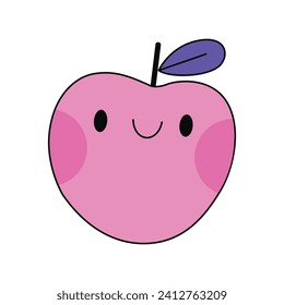 Vector cute apple character isolated on white.