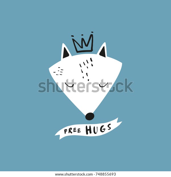 Vector Cute Arctic Fox Poster Postcard Stock Vektorgrafik Lizenzfrei