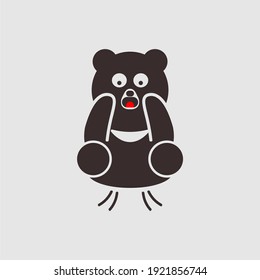 vector cute Asian bear mascot character for social media chat stickers