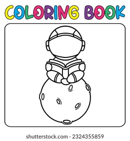 Vector cute astronaut for children's coloring page vector icon illustration