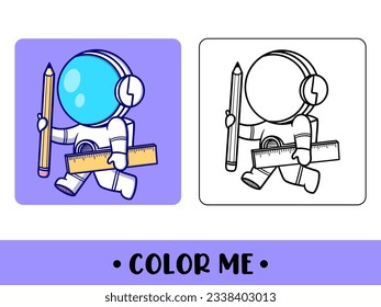 Vector cute astronaut for childrens coloring page vector icon illustration