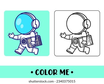 Vector cute astronaut for childrens coloring page vector icon illustration