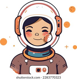 Vector cute astronaut flying with rocket cartoon vector icon illustration
