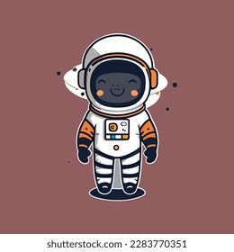 Vector cute astronaut flying with rocket cartoon vector icon illustration
