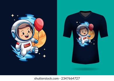 Vector cute astronaut riding a rocket in space cartoon vector icon illustration animal nature icon concept isolated