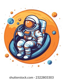 vector cute astronaut sleeping with blanket space