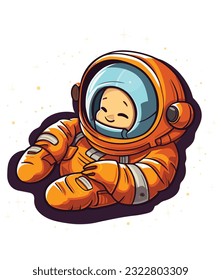 vector cute astronaut sleeping with blanket space