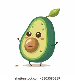 vector cute avocado cartoon style