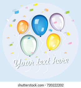 vector cute and awesome celebration colorful balloons with beautiful ribbon and frame for your text