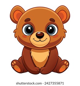 Vector of cute baby bear cartoon on white