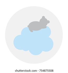 Vector cute baby bear sleeps on a cloud.Baby bear vector illustration.