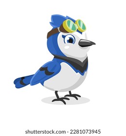 Set Cartoon Character Of Blue Jay Bird Stock Illustration