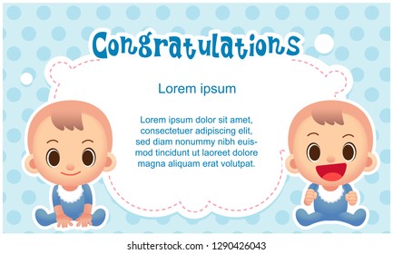 Vector cute baby boy characters  greeting card, congratulations card