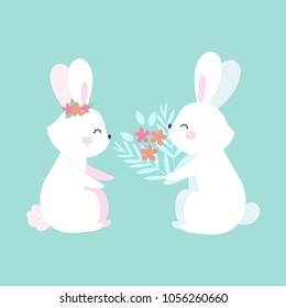 Vector cute baby bunnies illustration