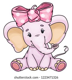 Vector cute baby elephant.  