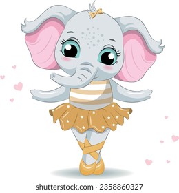 Vektor Cute Baby Elefant Ballerina