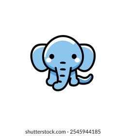 Vektor von niedlichen Baby Elefant flachen Symbol