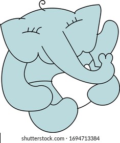 vector cute baby elephant smiling waving