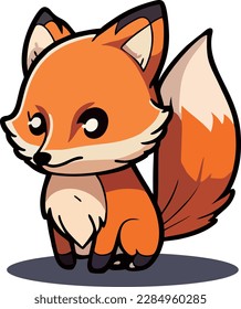 Vector cute baby fox cartoon character, animal nature isolated
