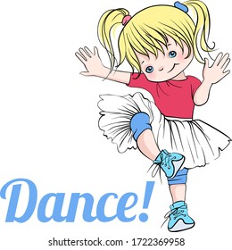 Vector cute baby girl smiling and dancing