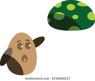 vector of cute baby green hat mushrooms being scared