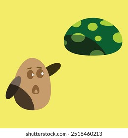 vector of cute baby green hat mushrooms being scared