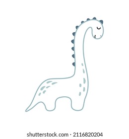 Vector cute baby hand drawn dino. Sweet Cool dinosaur illustration for nursery t-shirt, kids apparel boy, invitation, simple scandinavian child design.