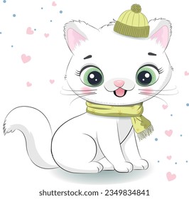 Vector cute baby kitten vector illustration for baby shower greeting card party invitation fashion clothes