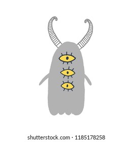 Vector cute baby monster art. Nursery illustration. It can be used for wall art, greeting card, poster, kids apparel and more. Eps, clip art