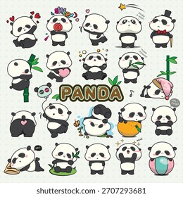 Vector de lindo bebé panda conjunto.
