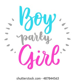 Vector cute baby Shower invitation with lettering for boy, girl party. Baby Shower Invitation Template