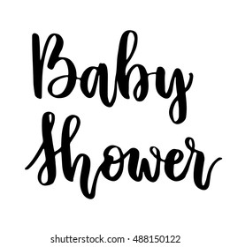 Vector cute baby Shower invitation with lettering. Baby Shower Invitation Template