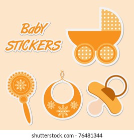vector cute baby stickers