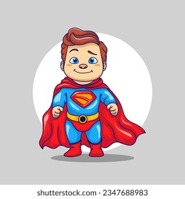 Vector cute baby superhero cartoon vector icon illustration animal nature icon concept isolated