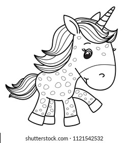 Vector cute baby  unicorn, black  silhouette, isolated on white.