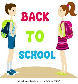 Vector cute back to school illustration