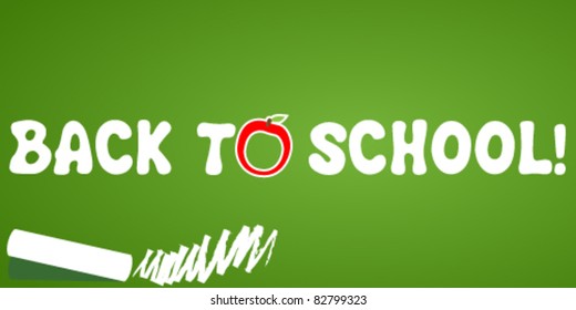 Vector cute back to school text on chalkboard