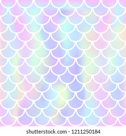 Vector cute background with fish scale and shining sparcles on soft pastel magic color palette gradient.