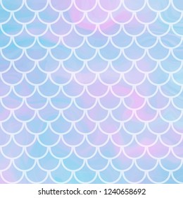 Vector cute background with fish scale and shining sparcles on soft pastel magic color palette gradient.