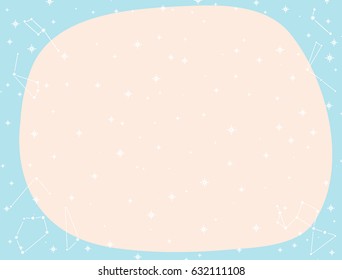 Vector cute background with starry sky, constellations and stars.