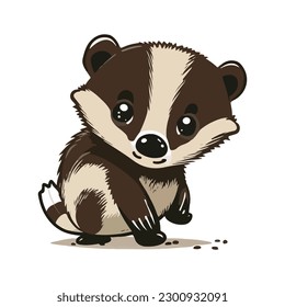 vector cute badger cartoon style