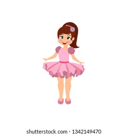 Vector cute  ballerina girl in in purple tutu. Ballerina. Vector illustration.
