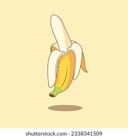 vector de banano lindo con estilo doodle de color