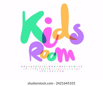 Vector cute banner Kids Room with unique Alphabet Letters and Numbers set. Watercolor bright Font.