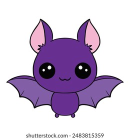 Vector cute bat is isolated on the white background